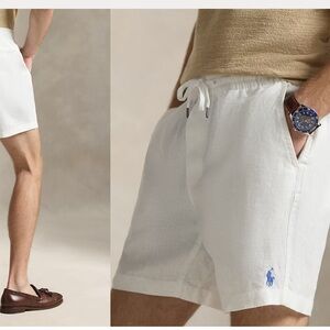 Mens POLO Ralph Lauren classic fit drawstring linen shorts